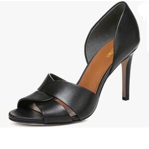 Pazzion Black Sexy Open Toe High Heeled D'Orsay Pump Slip On Two Piece Sandal